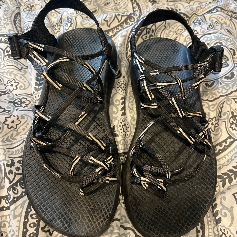 Chico's Black and White Strappy Sandals